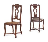 A Set of Six Italian Carved Oak Dining Chairs