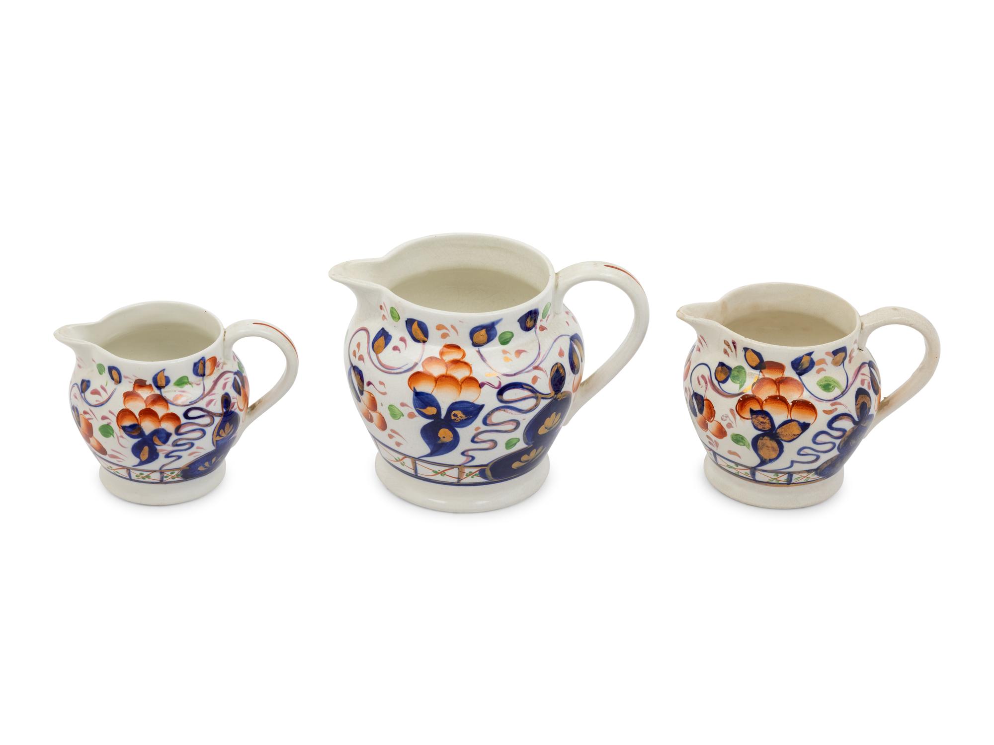 Three English Ironstone Pitchers