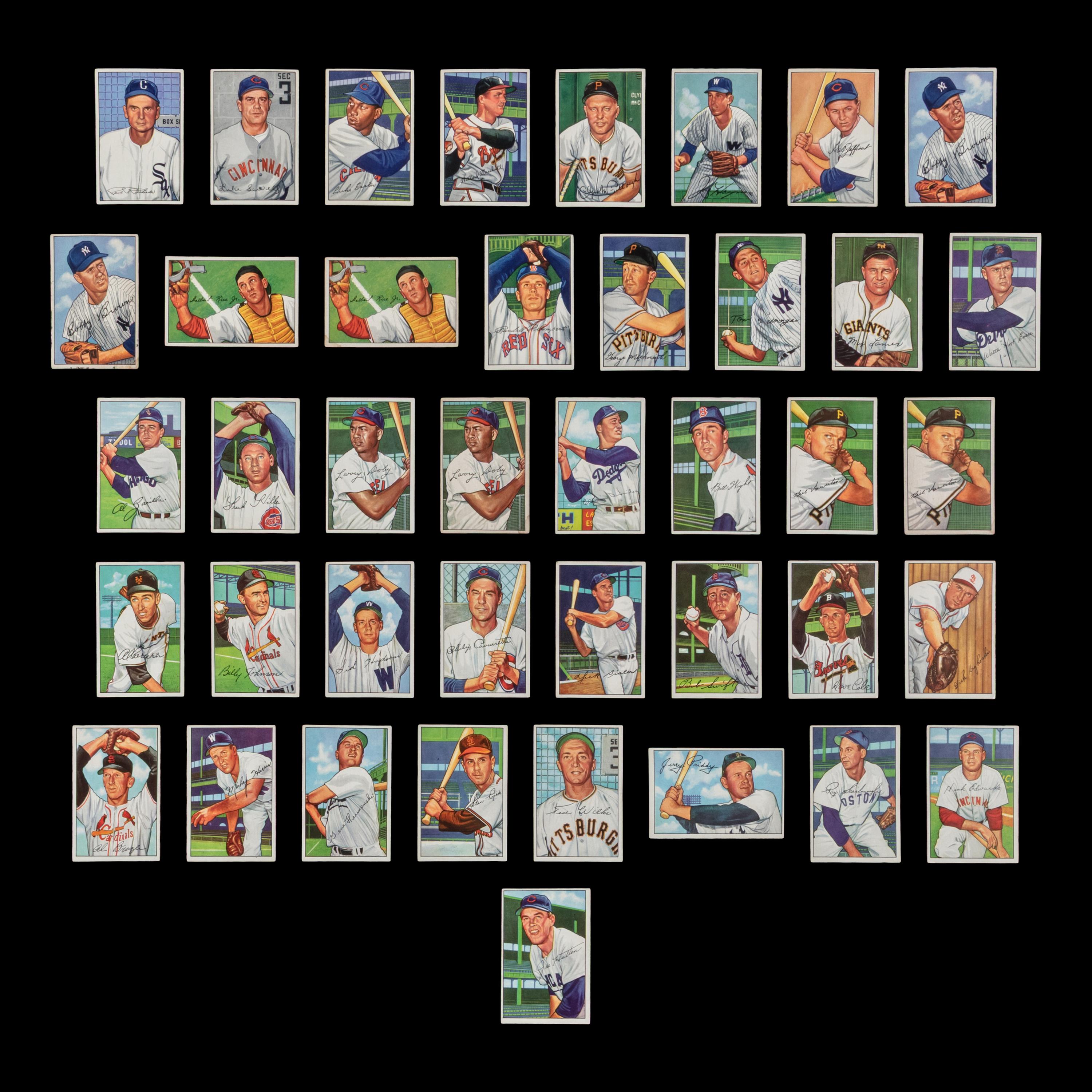 A Collection of 1952 Bowman Baseball Cards Including Multiple Hall of Famers (89)