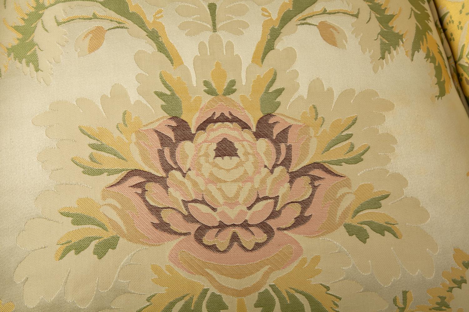 A Pair of Louis XVI Style White Painted Bergeres with Silk Damask Upholstery — 20TH CENTURY