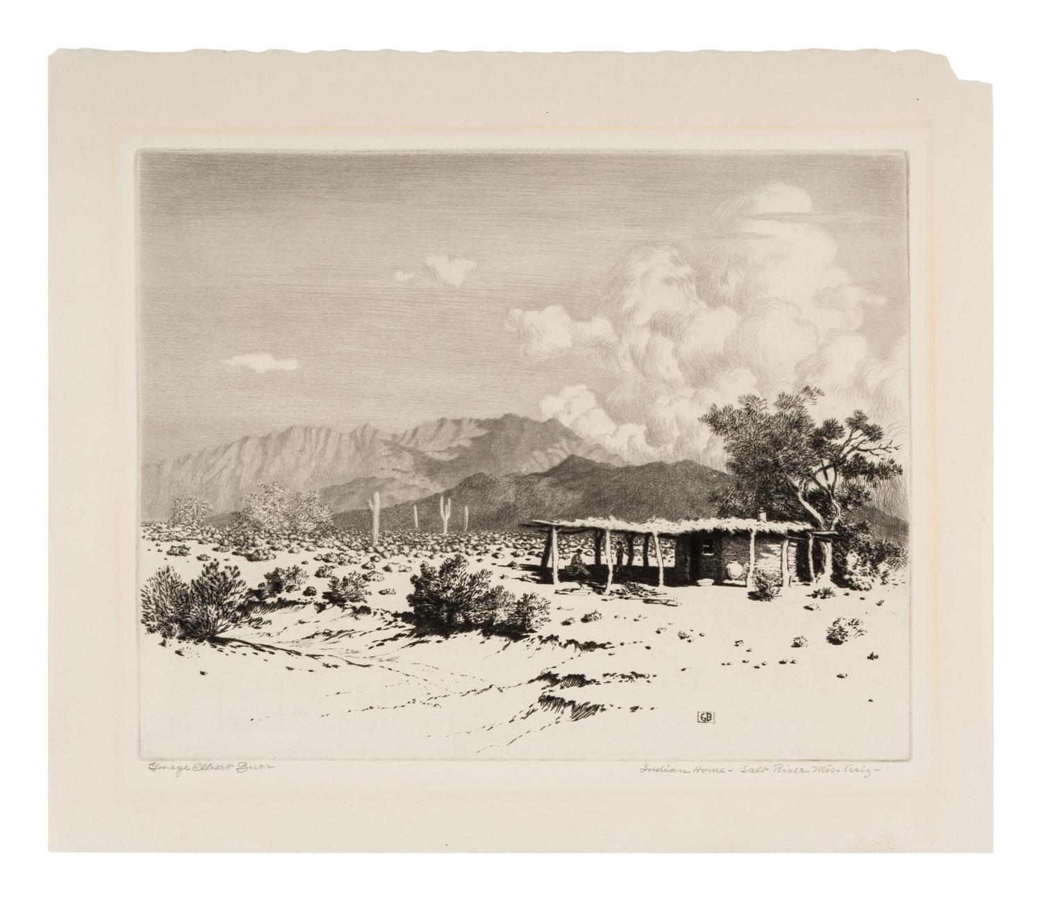 Two Works: Evening, Paradise Valley, Arizona and Indian Home - Salt River Mis, Arizona