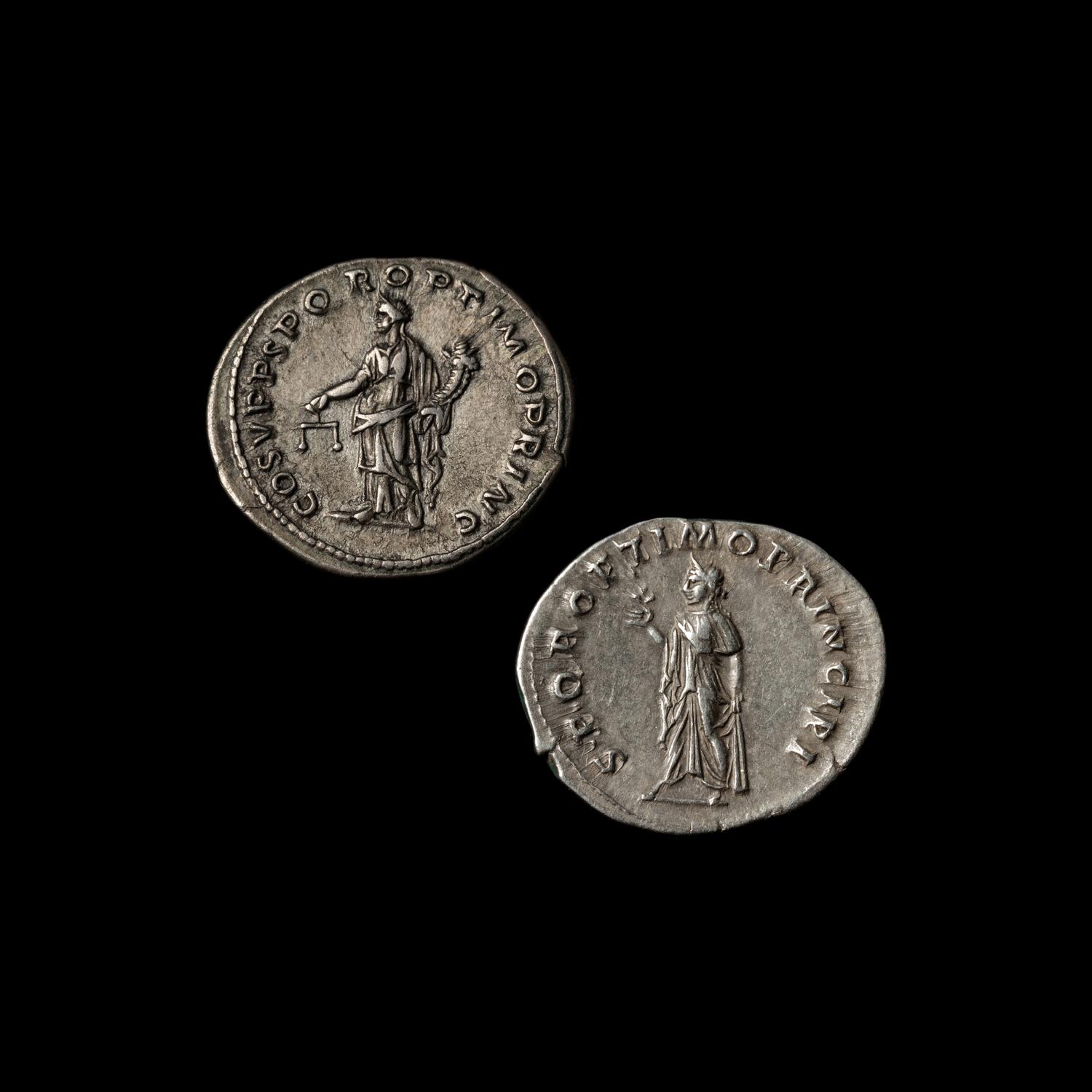 [ANCIENTS] ROMAN EMPIRE. Trajan (c. 98-117). Ar Denarii. (3.4 g and 3.1 g, 20mm each); Two Coins .