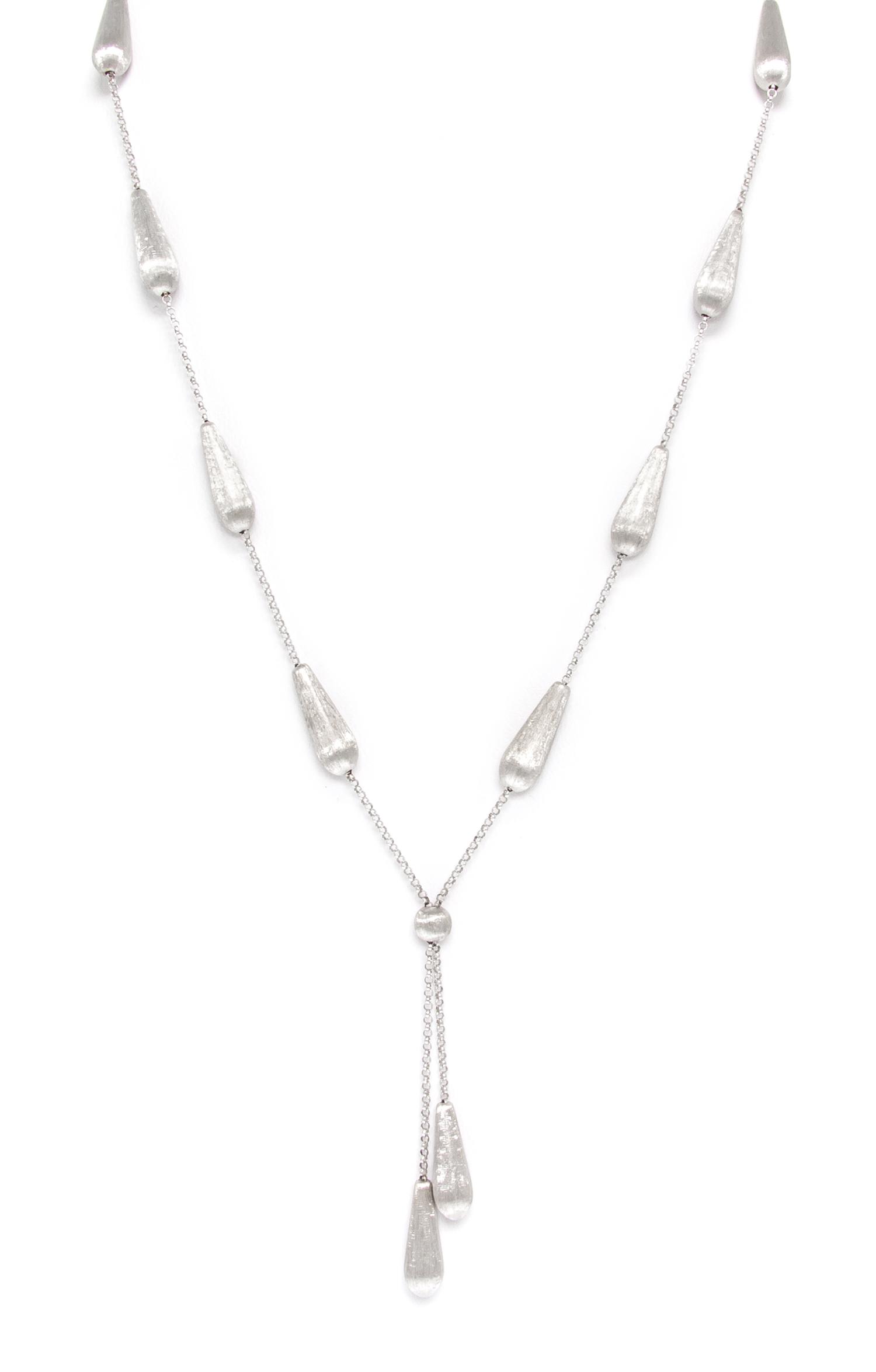 A Pair of 18 Karat White and Yellow Gold Lariat Necklaces, Chiampesan, 14.00 dwts.