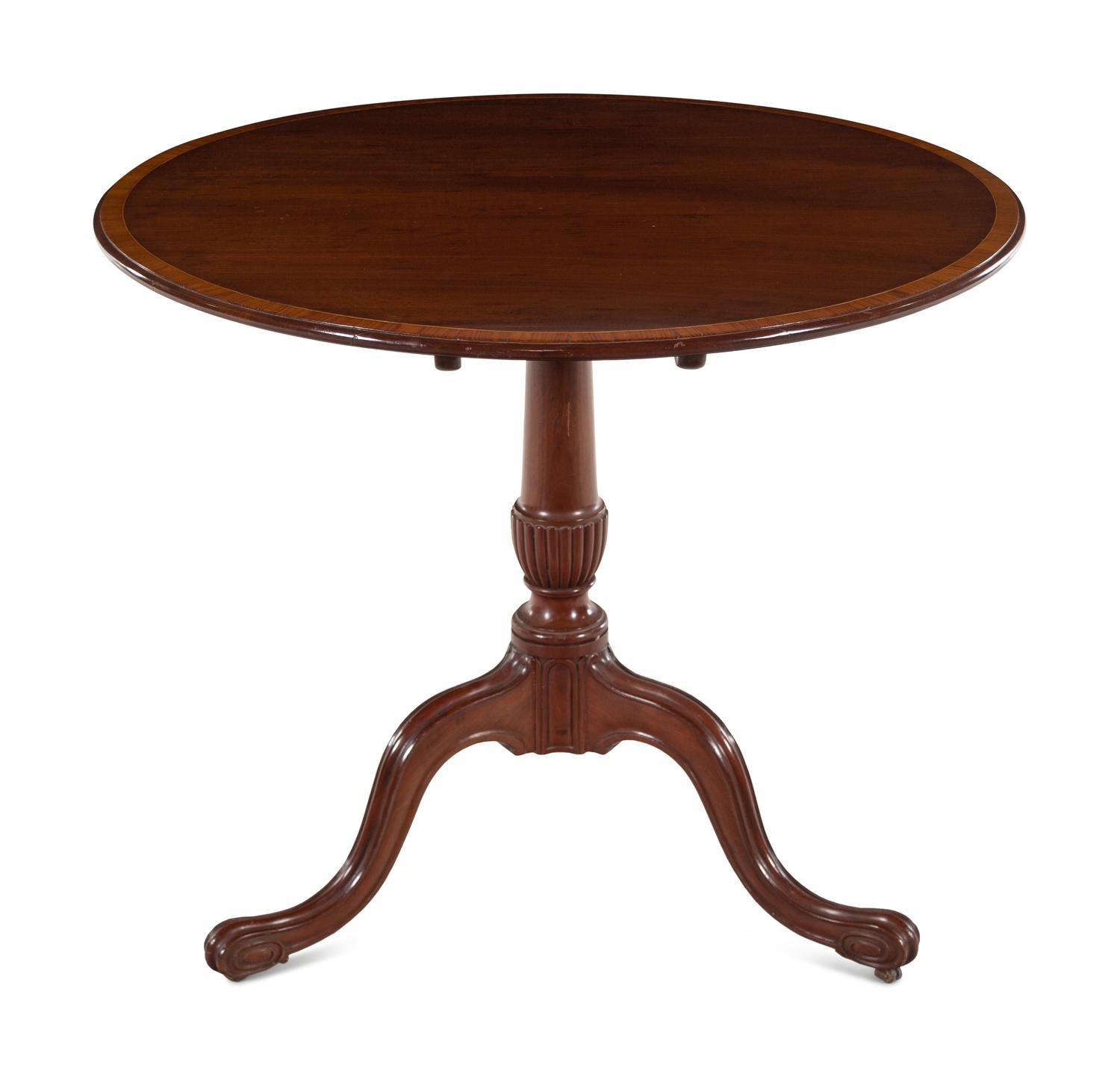 A George III Style Rosewood and Mahogany Tilt-Top Tea Table
