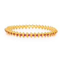 Pair of High-Karat Yellow Gold and Synthetic Ruby Bangle Bracelets