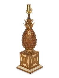 An Italian Painted and Gilt Pineapple Lamp