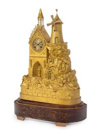 A French Gilt Bronze Cathedral-Form Clock