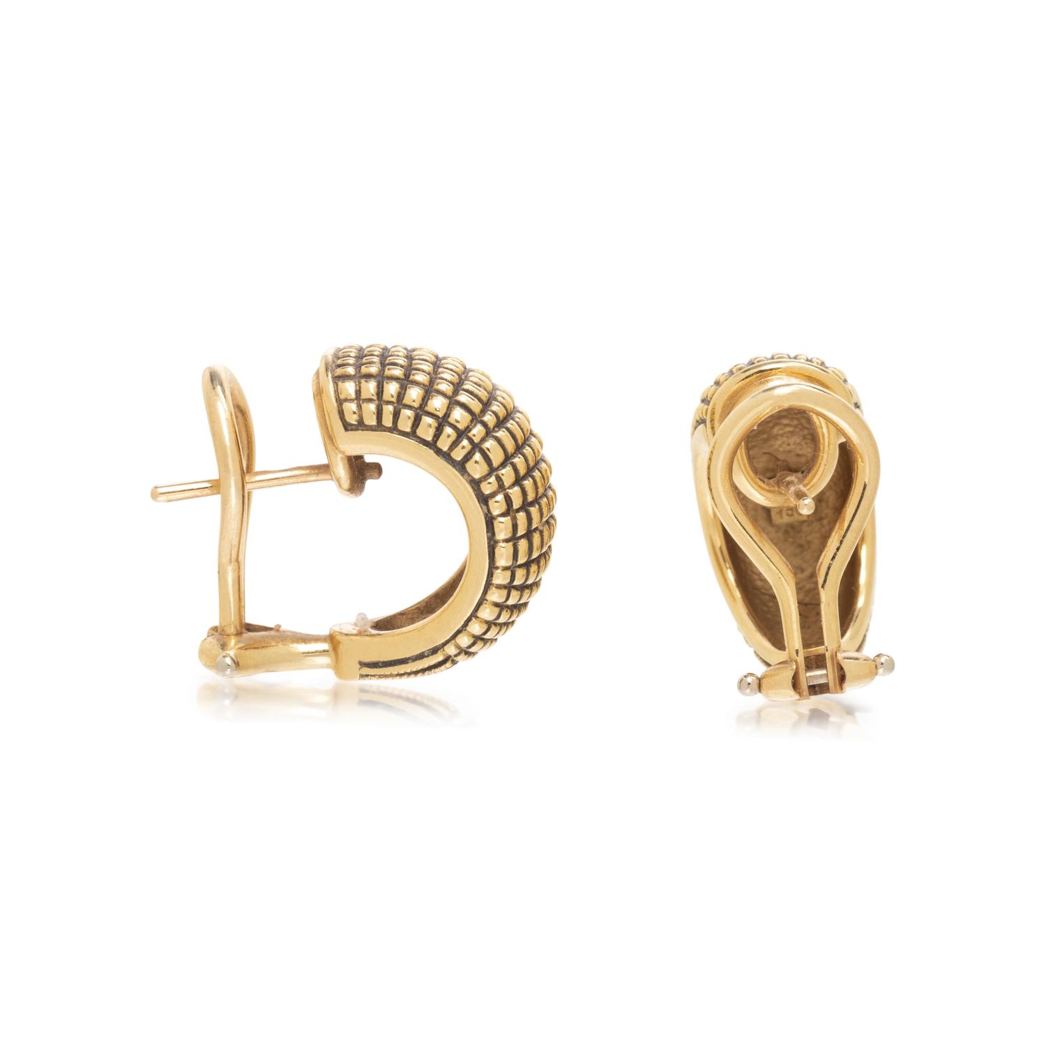 ALEX SEPKUS, YELLOW GOLD HALF HOOP EARCLIPS