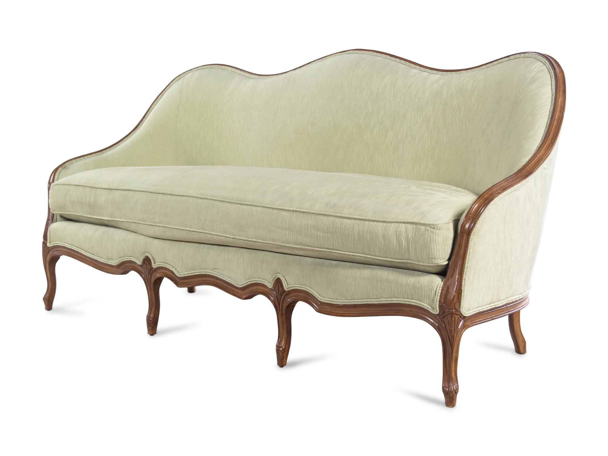 A Henredon Walnut Tight-Back Sofa