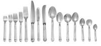 A French Silver-Plate Flatware Service, Christofle, Paris, 20th century, Aria pattern, comprising: 11 dinner knives 5 salad knives 5 bu