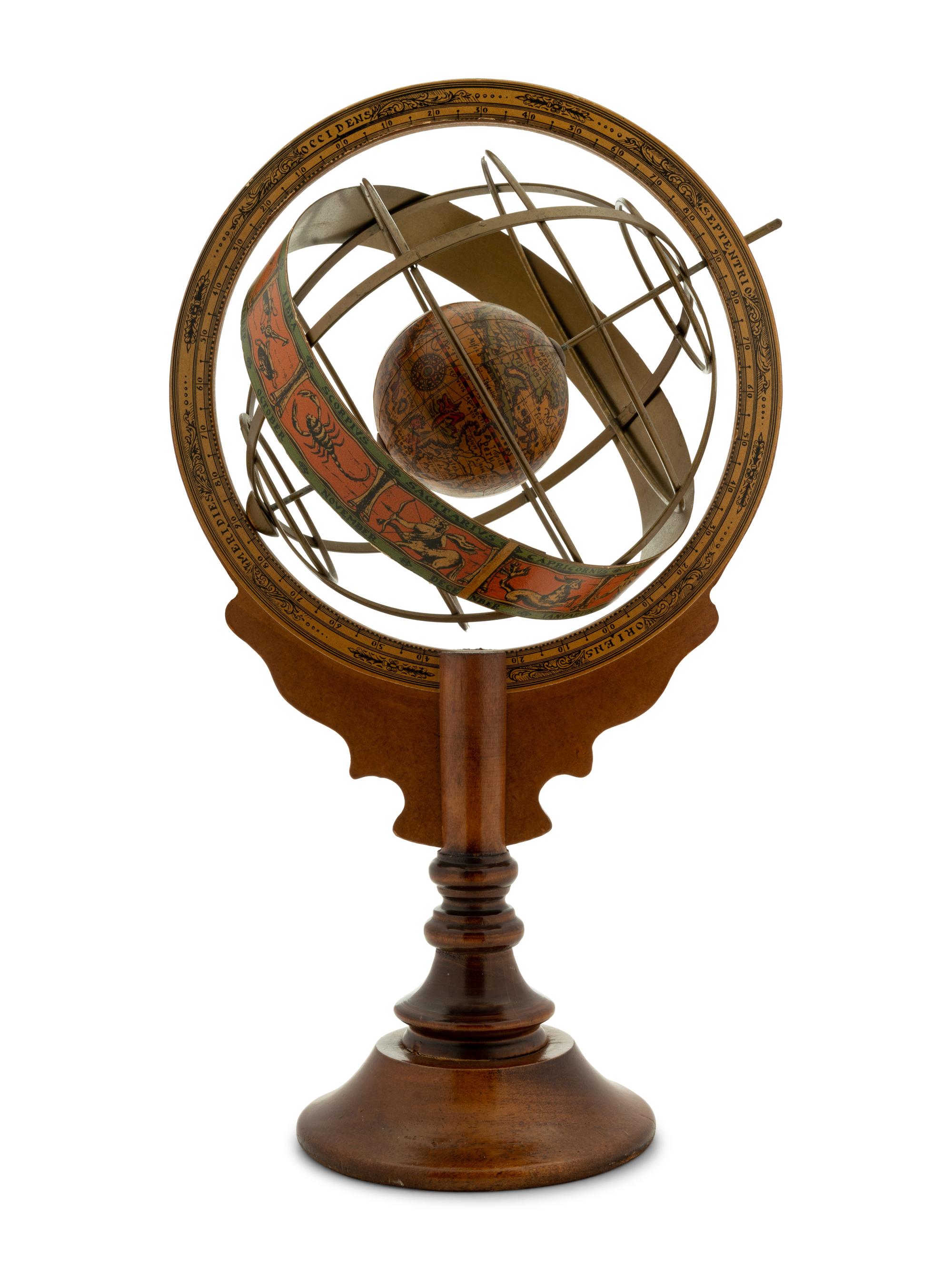 A Mahogany and Metal Armillary Sphere