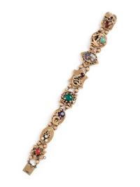 YELLOW GOLD AND MULTIGEM SLIDE CHARM BRACELET
