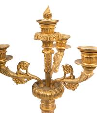 A Pair of Charles X Style Gilt Bronze Three-Light Candelabra