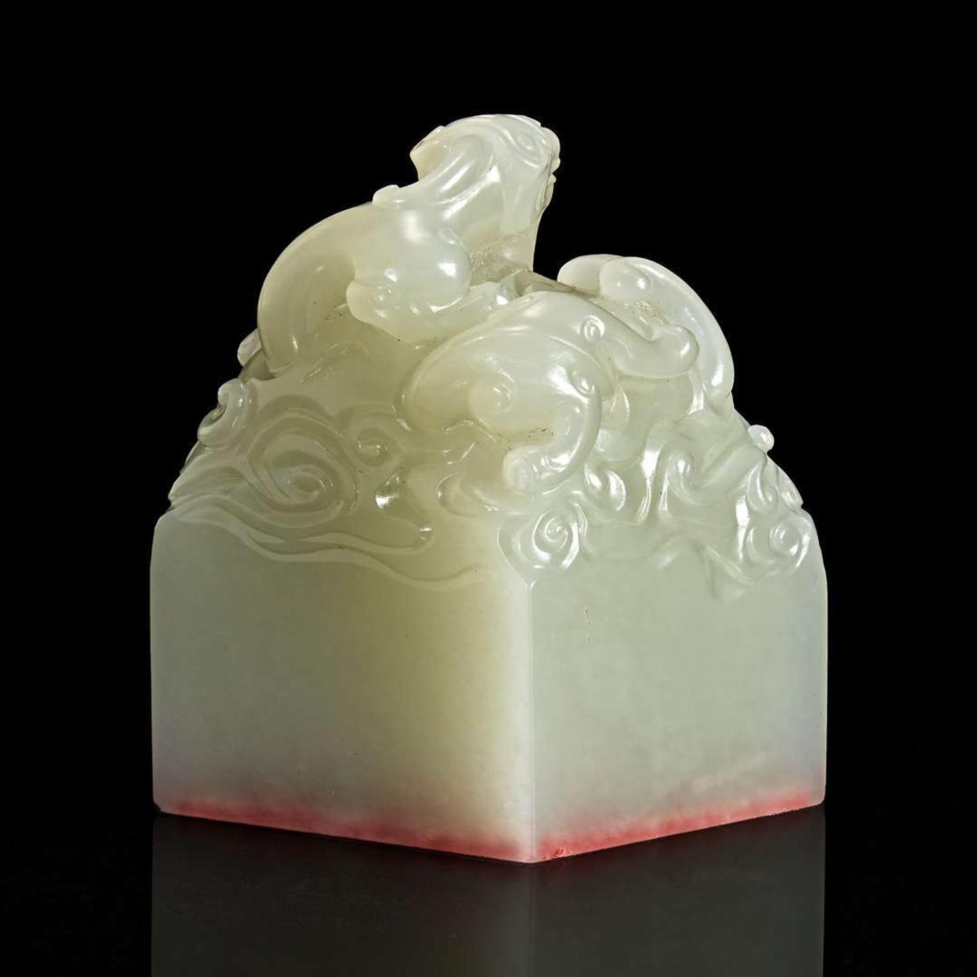 An important Imperial pale celadon-white jade "Taishang Huangdi zhi bao" seal ????“??????“?? Circa ? 1795
