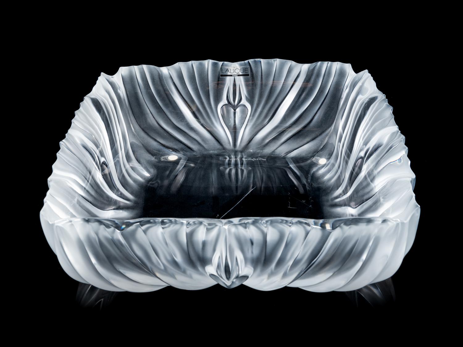 A Lalique Molded and Frosted Glass Center Bowl