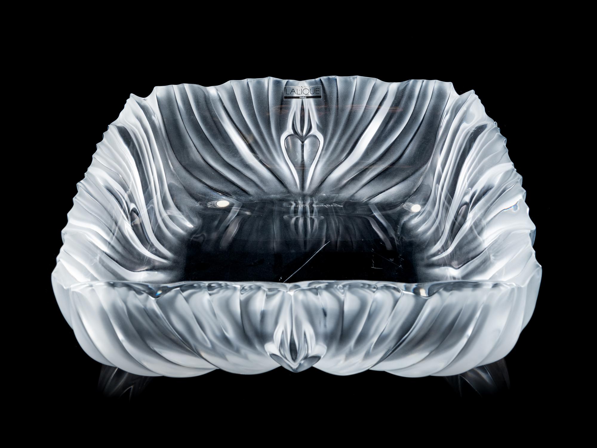 A Lalique Molded and Frosted Glass Center Bowl