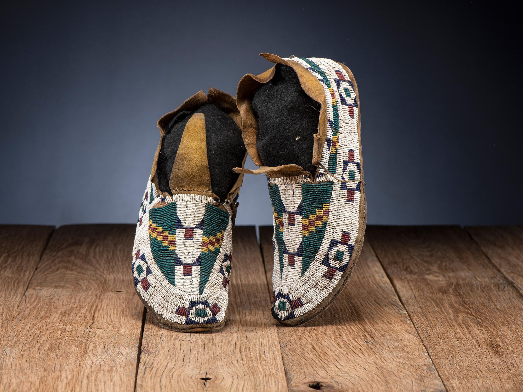 Cheyenne Beaded Hide Moccasins