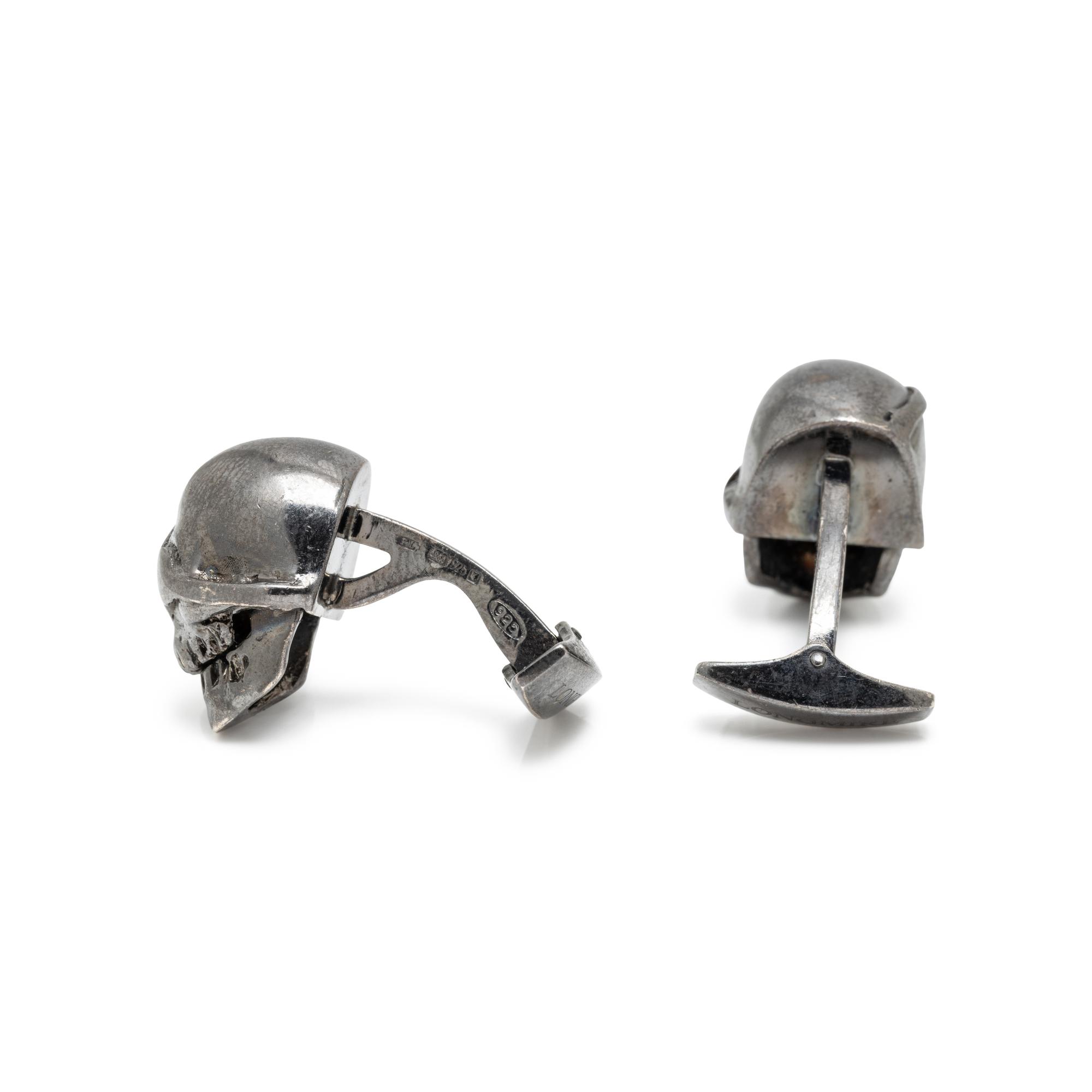 LONGMIRE, STERLING SILVER SKULL CUFFLINKS