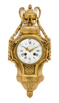 A Louis XVI Style Gilt Bronze Cartel Clock Height 16 1/2 inches. — RETAILED BY TIFFANY & CO.