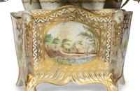An English Hand-Painted and Parcel-Gilt Porcelain Bough Pot