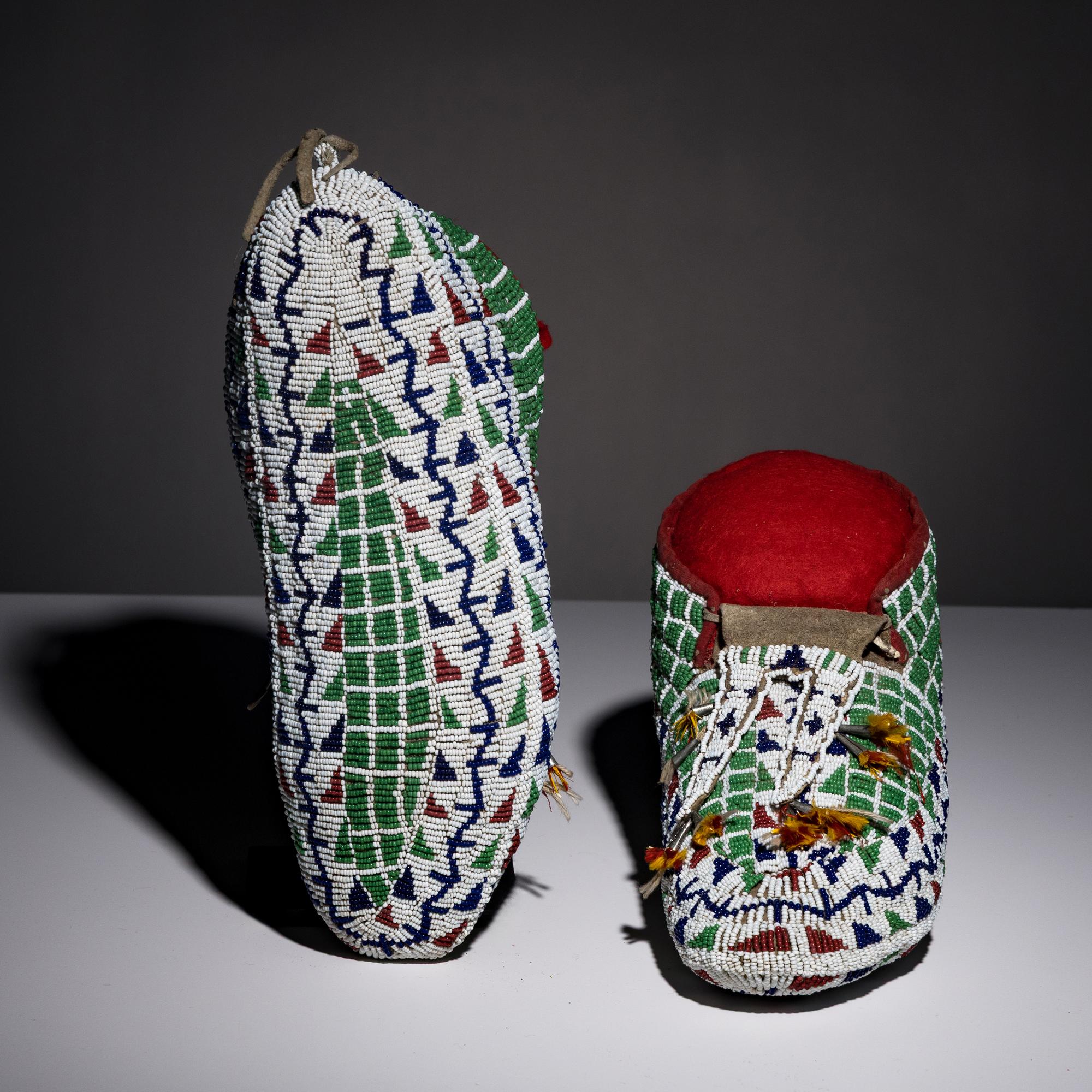 Sioux Fully Beaded Hide Moccasins
