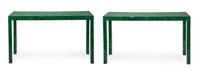 A Pair of Faux Malachite Console Tables — 20TH CENTURY