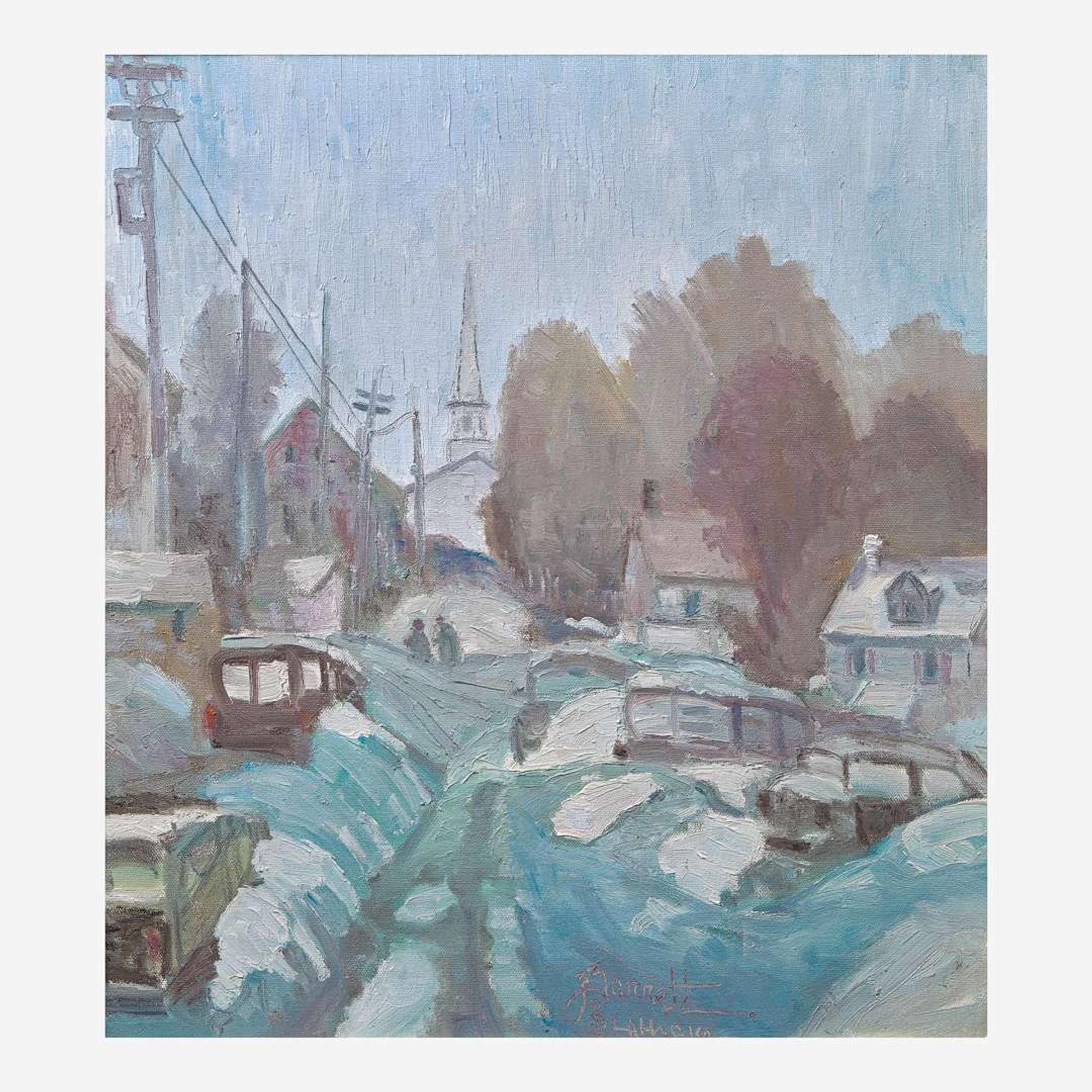 Joseph Barrett (American, b. 1936) Lambertville Church in Snow