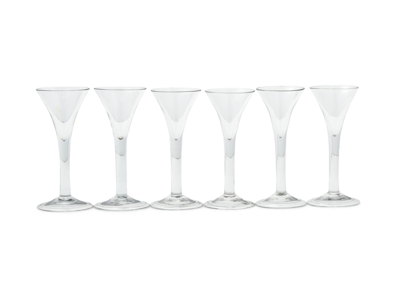 A Set of Six George III Blown Wine Glasses