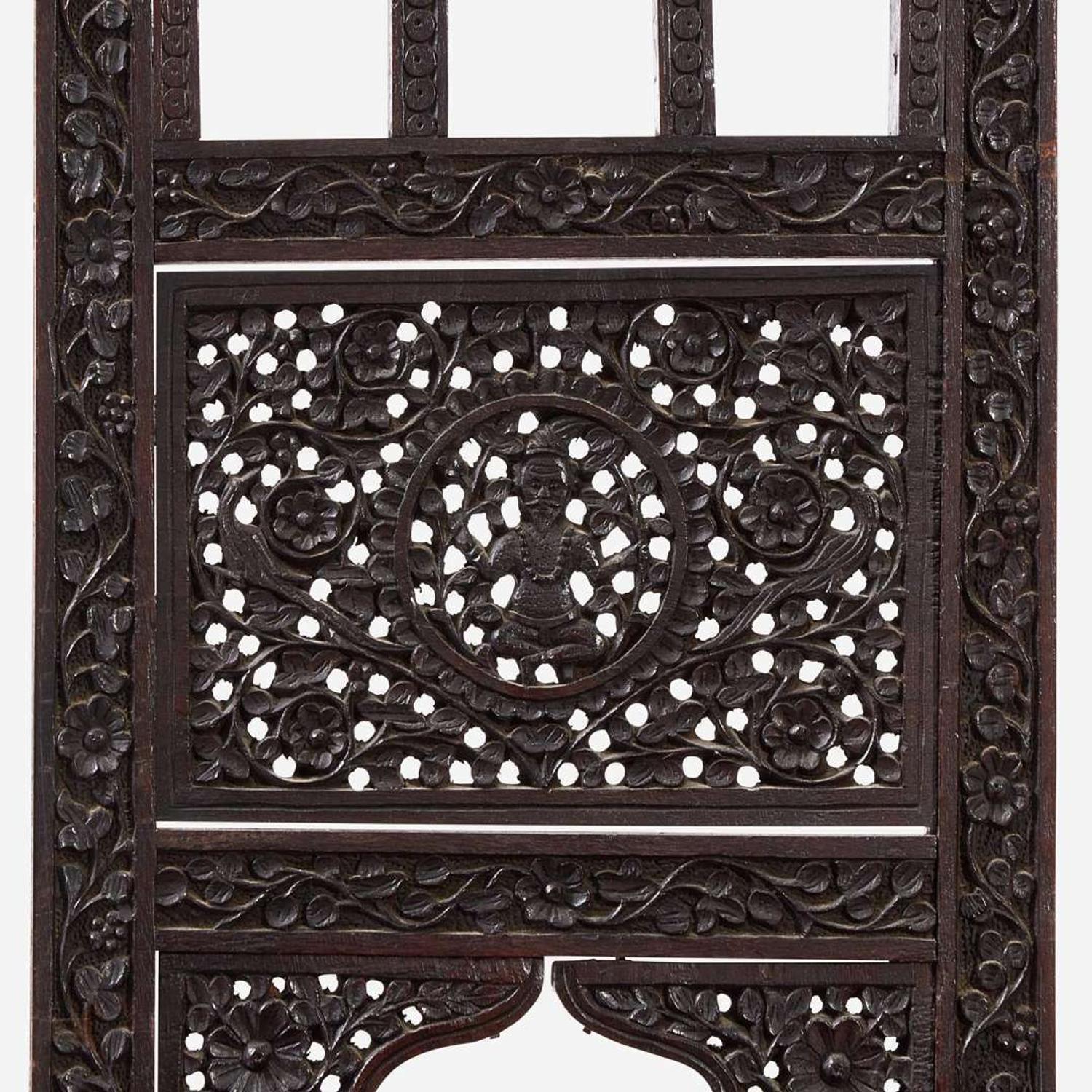 An Anglo-Indian Carved Hardwood Side Table and Side Chair