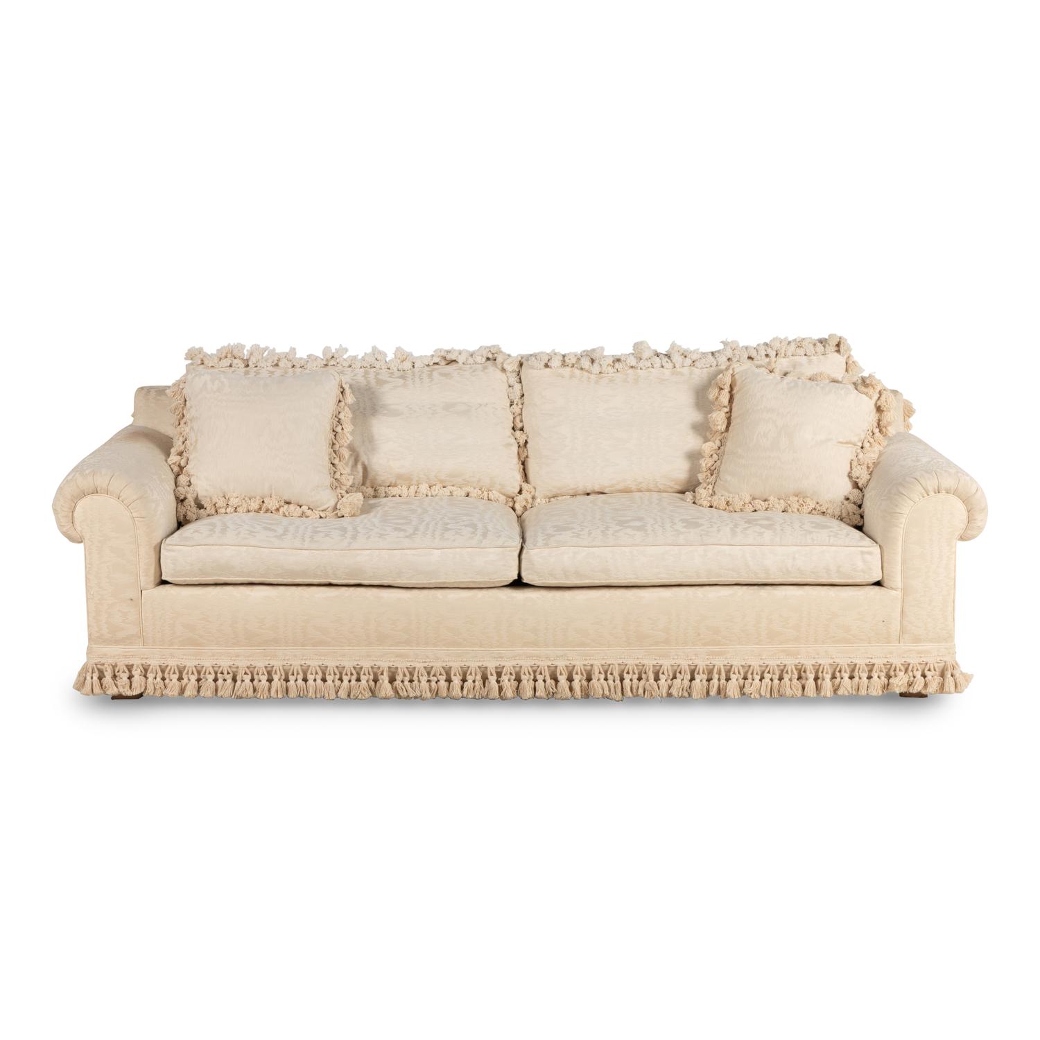 A Custom Silk Moiré Upholstered Sofa