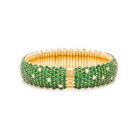 Zydo, Tsavorite Garnet, Diamond, and Yellow Gold Flexible Bangle Bracelet