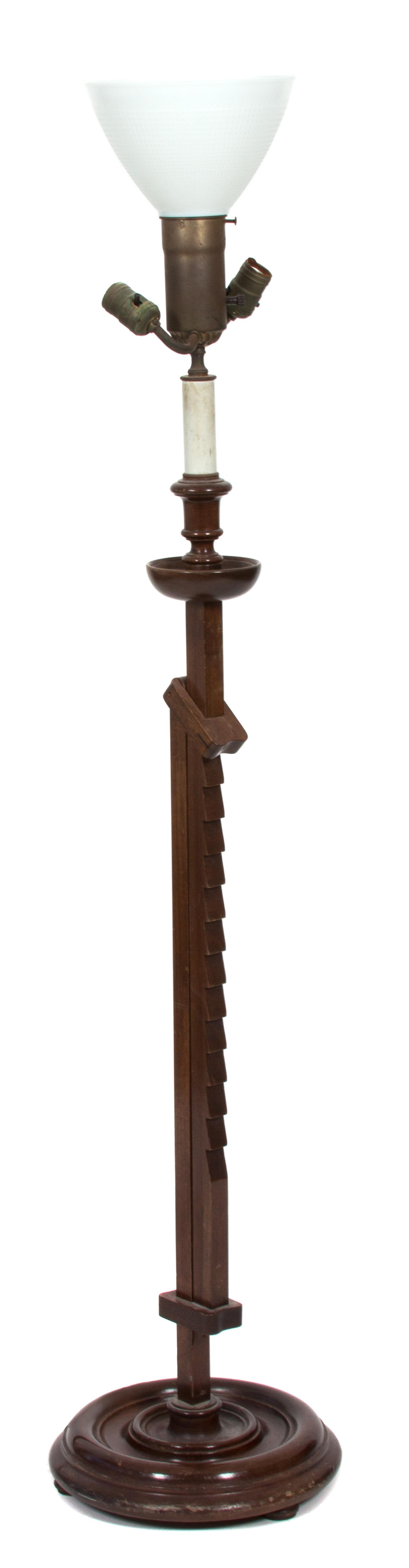 An English Adjustable Mahogany Floor Lamp — 20TH CENTURY