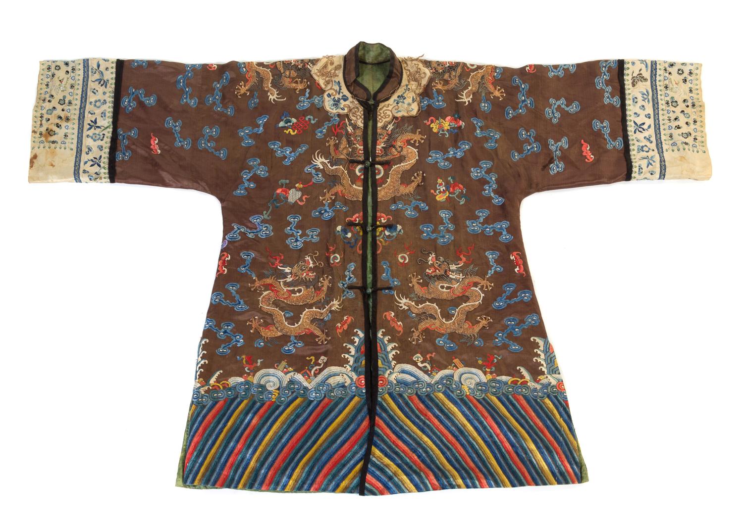 A Chinese Embroidered Silk Coat Length 32 1/2 inches. — 19TH CENTURY
