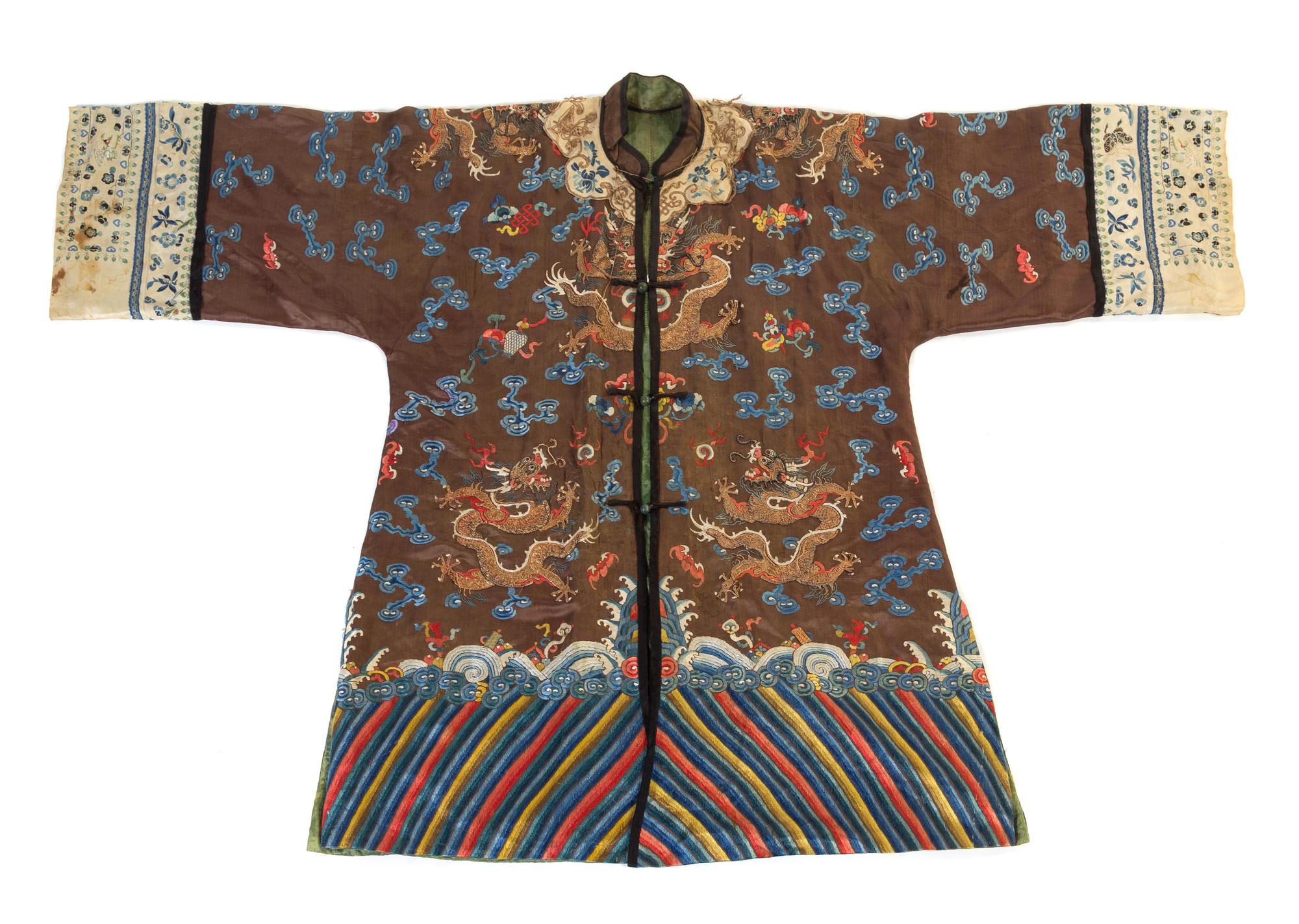 A Chinese Embroidered Silk Coat Length 32 1/2 inches. — 19TH CENTURY