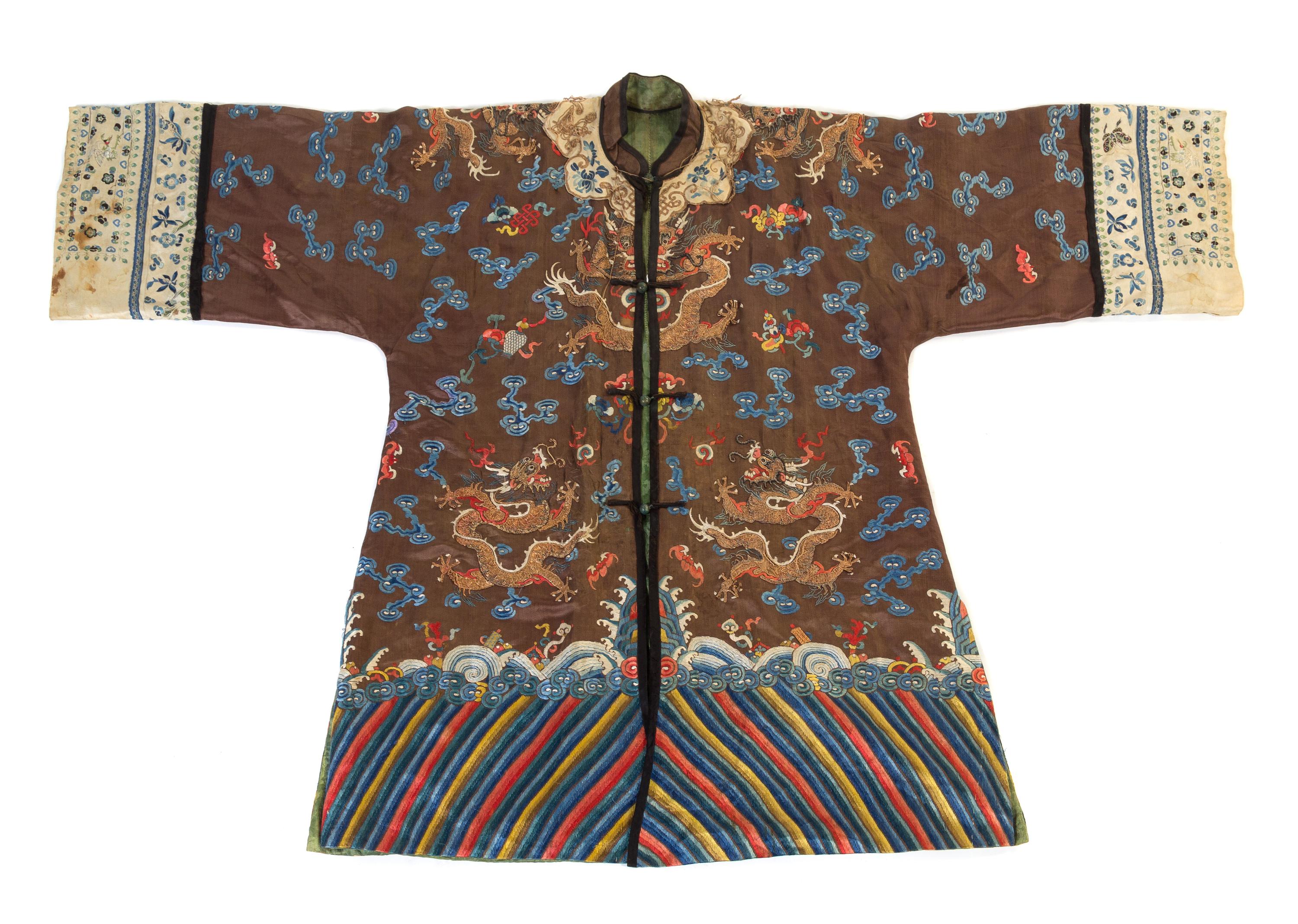 A Chinese Embroidered Silk Coat Length 32 1/2 inches. — 19TH CENTURY