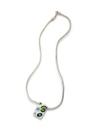ROBERTO COIN, ENAMEL AND DIAMOND PENDANT/NECKLACE