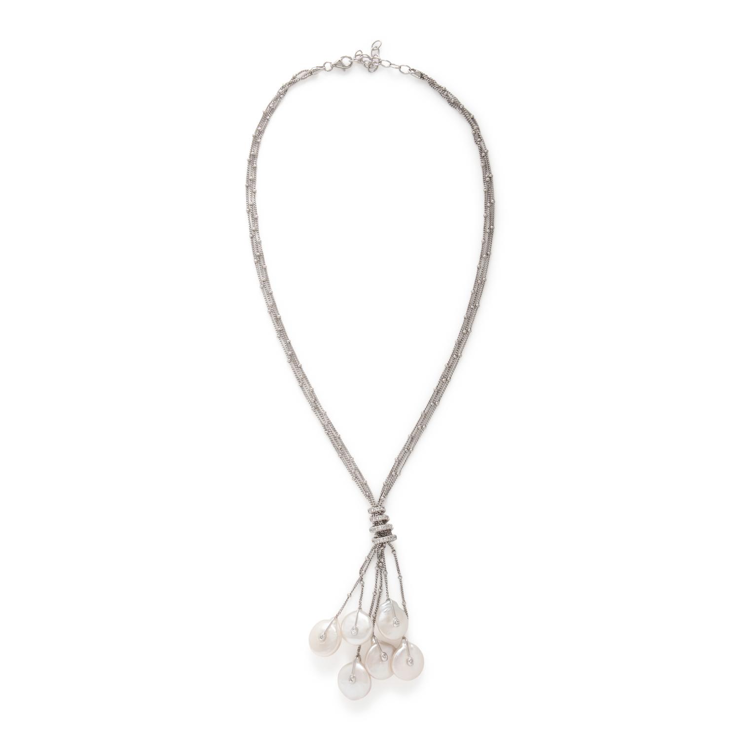 Yvel, Cultured Coin Pearl, Diamond, and White Gold Necklace