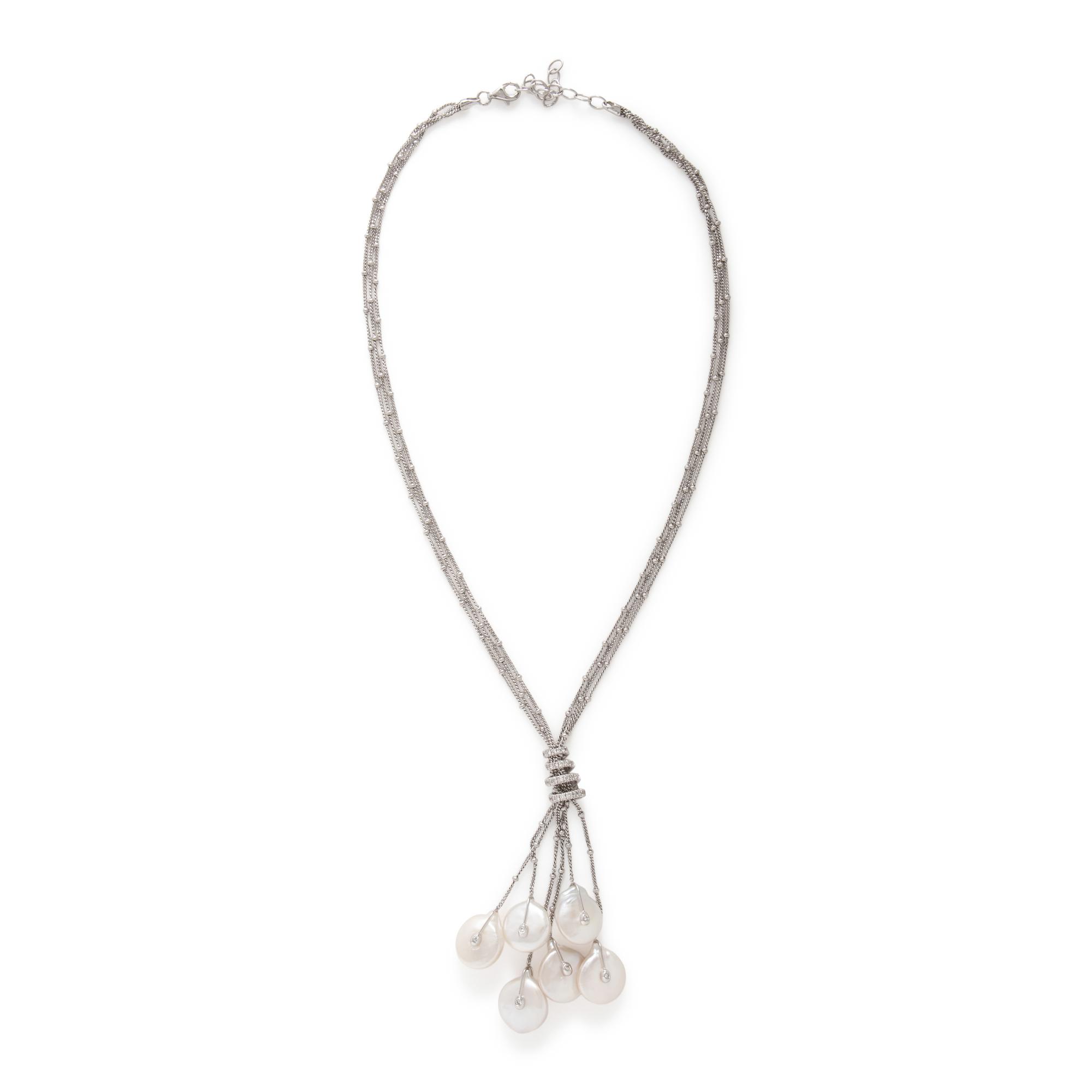 Yvel, Cultured Coin Pearl, Diamond, and White Gold Necklace