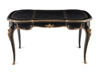 A Louis XV Style Gilt-Metal Mounted Ebonized Bureau Plat