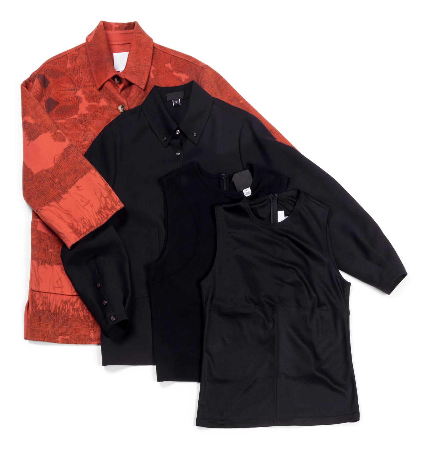 Four Ralph Rucci Items: Three Tops and One Cashmere Jacket
