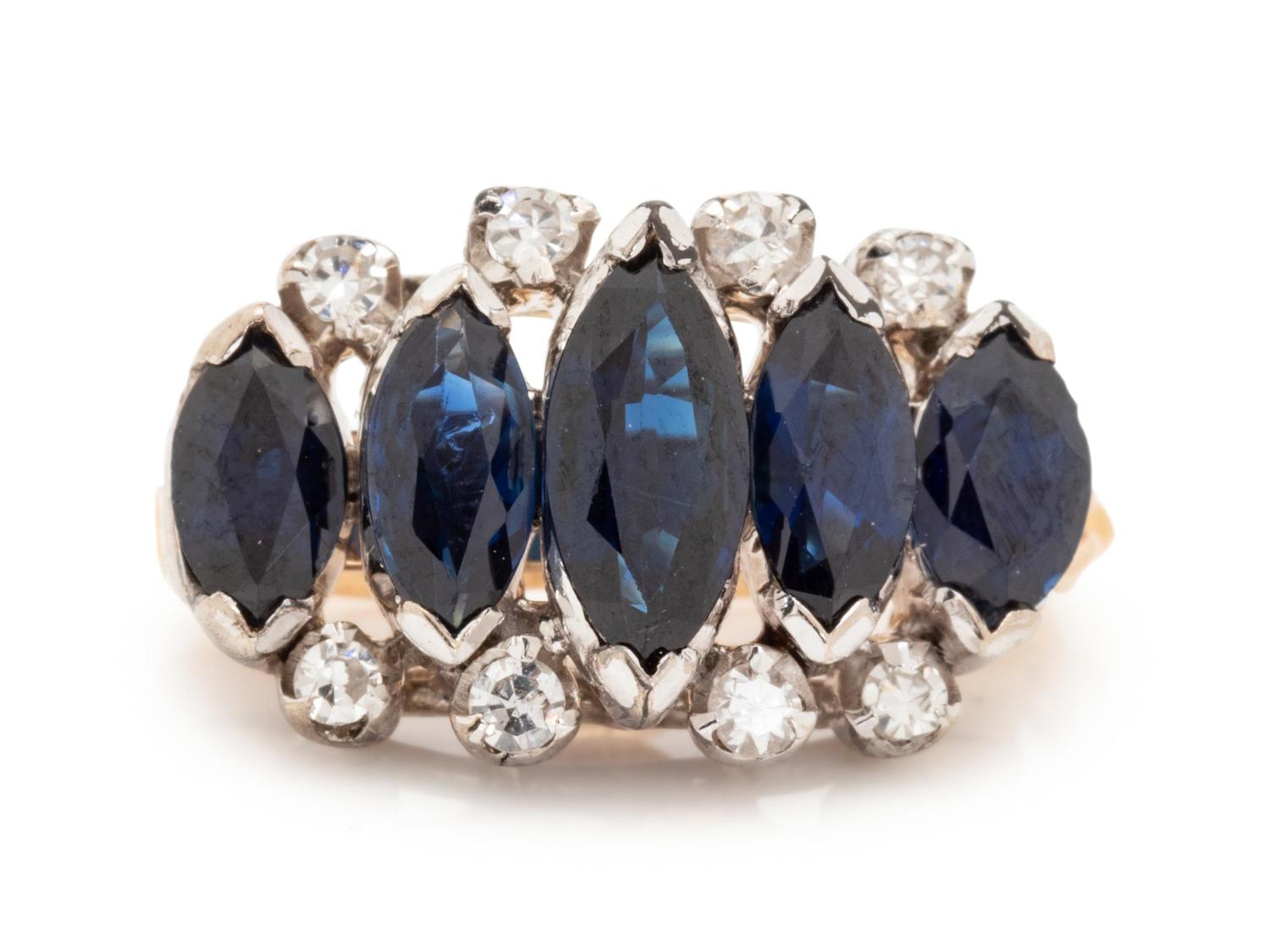 A 14 Karat Yellow Gold, Platinum, Sapphire and Diamond Enhancer,