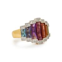 Bellarri, Multigem, Diamond, and Yellow Gold Earrings and Ring