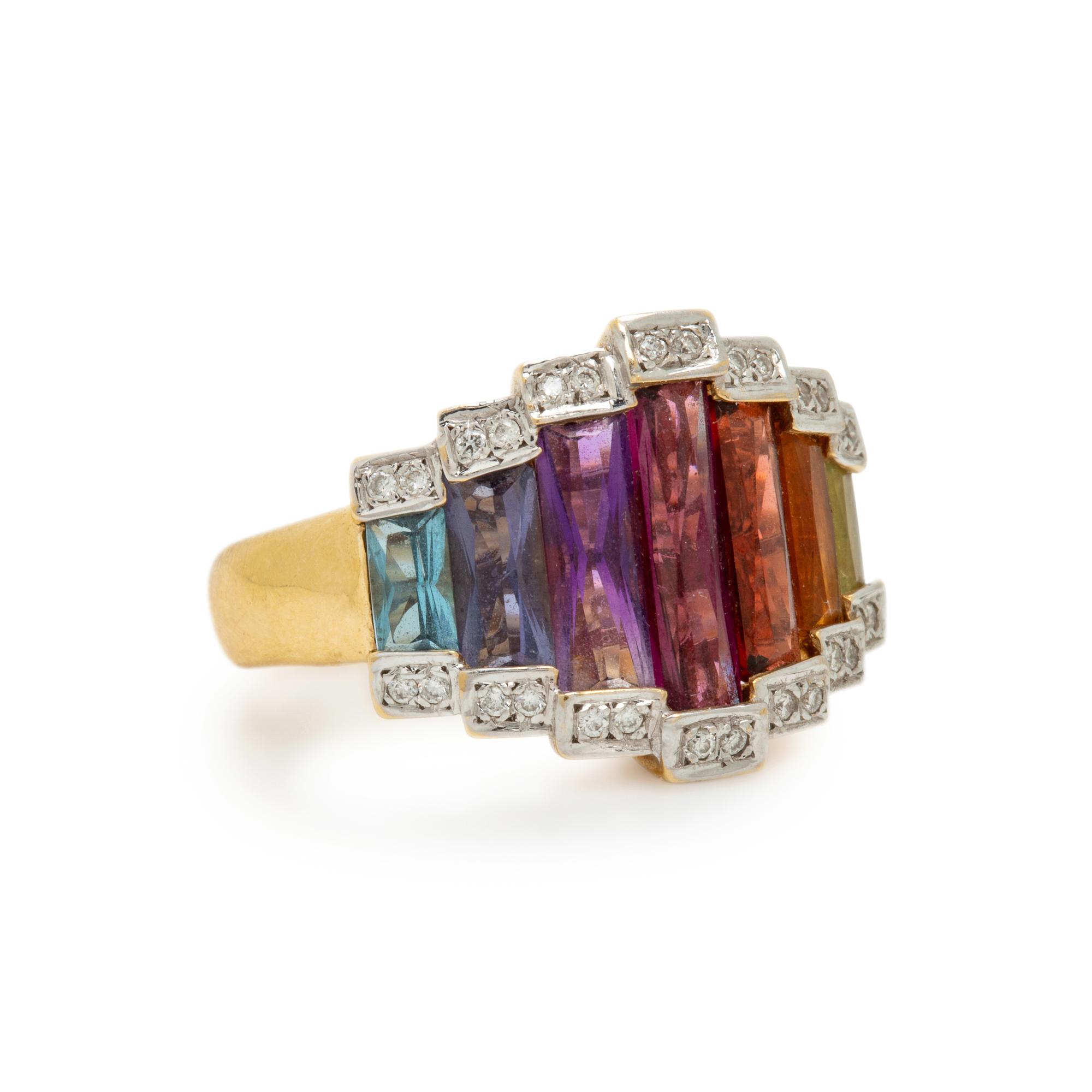 Bellarri, Multigem, Diamond, and Yellow Gold Earrings and Ring