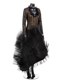 Louis Feraud Black Lace Evening Dress, 1990-2000s