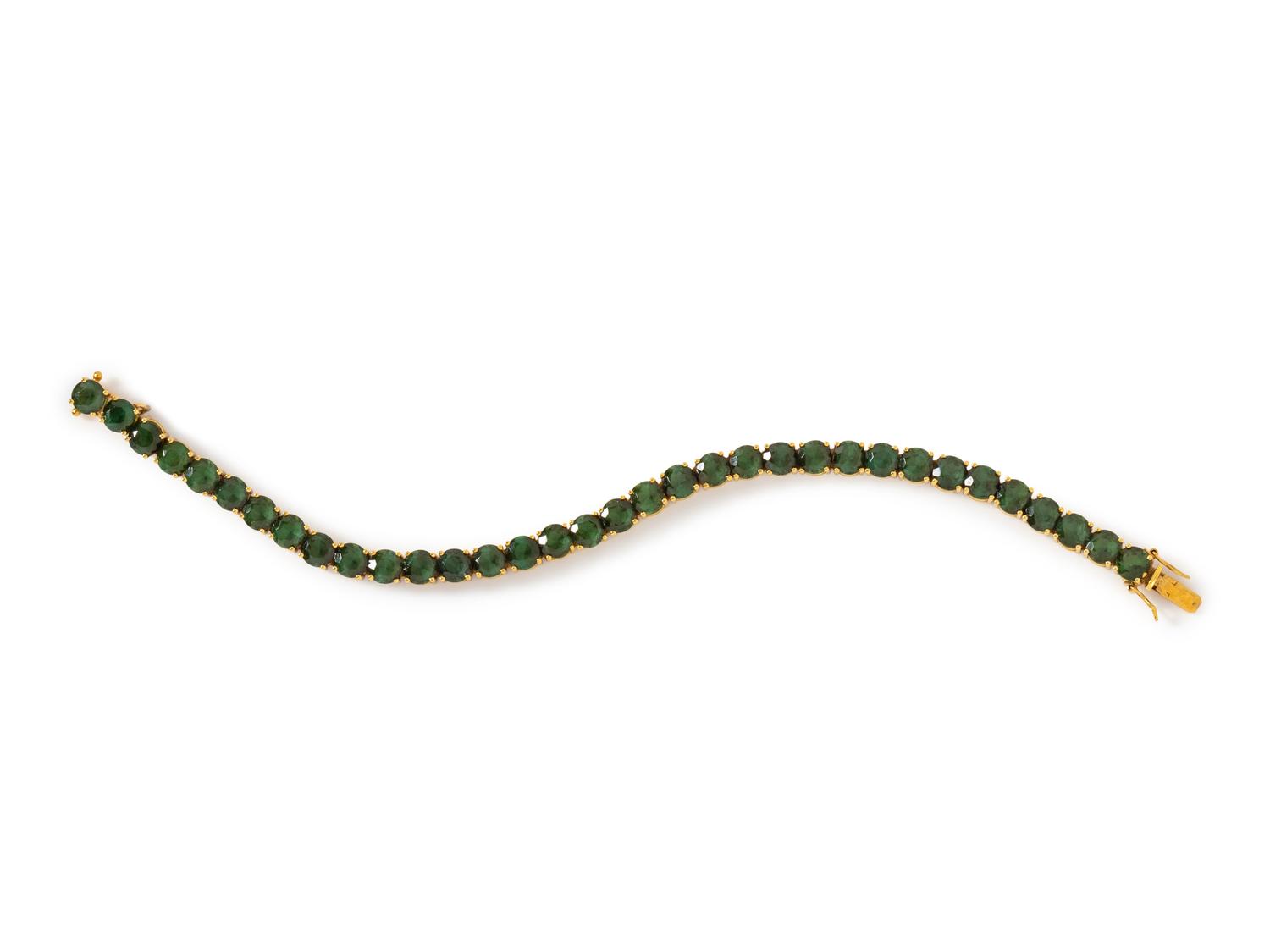 An 18 Karat Yellow Gold and Tourmaline Bracelet,