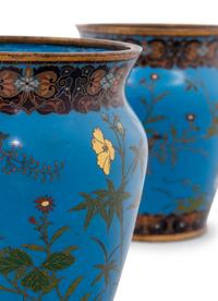 Two Pairs of Japanese Cloisonné Enameled Jars