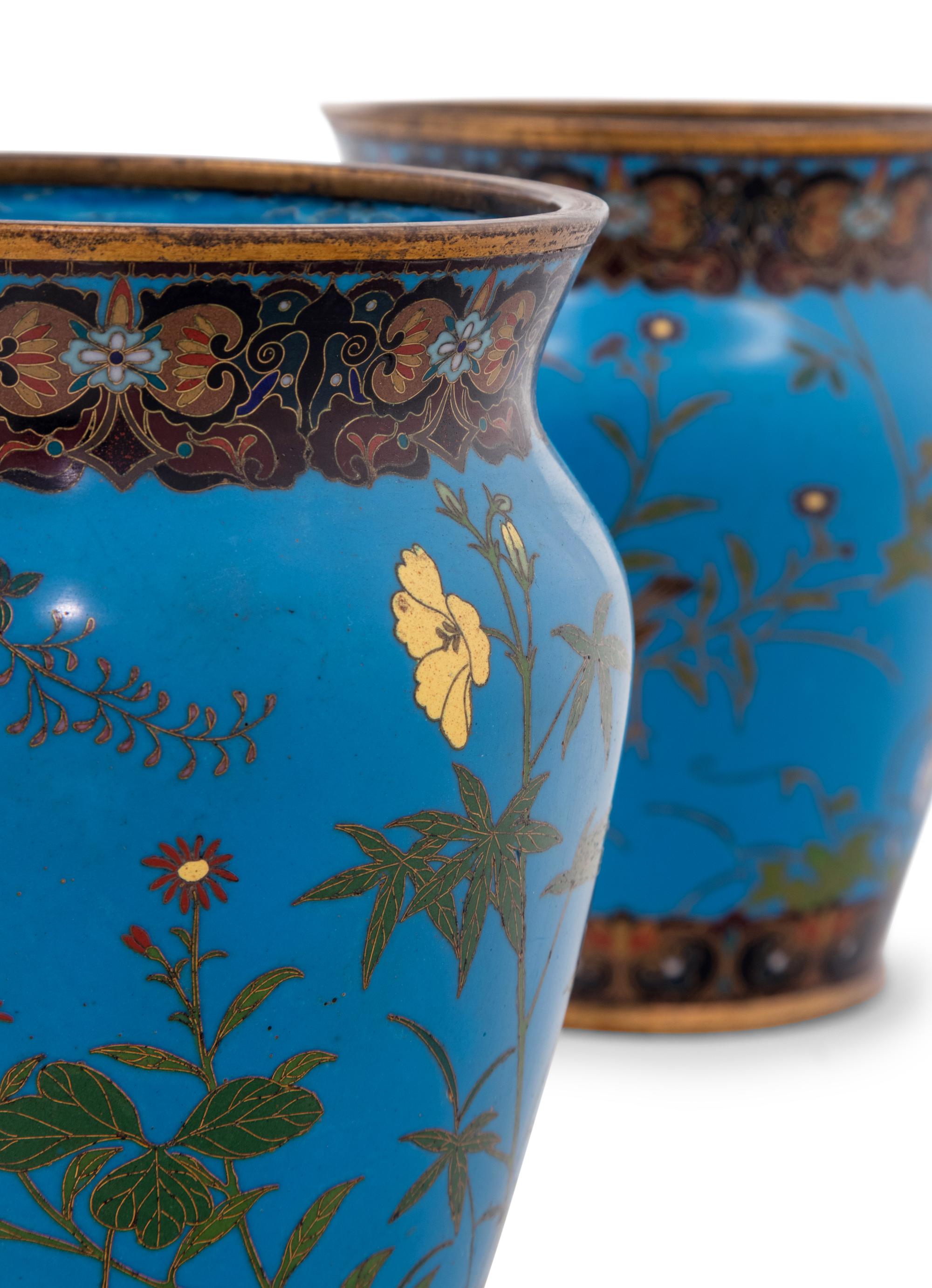 Two Pairs of Japanese Cloisonné Enameled Jars