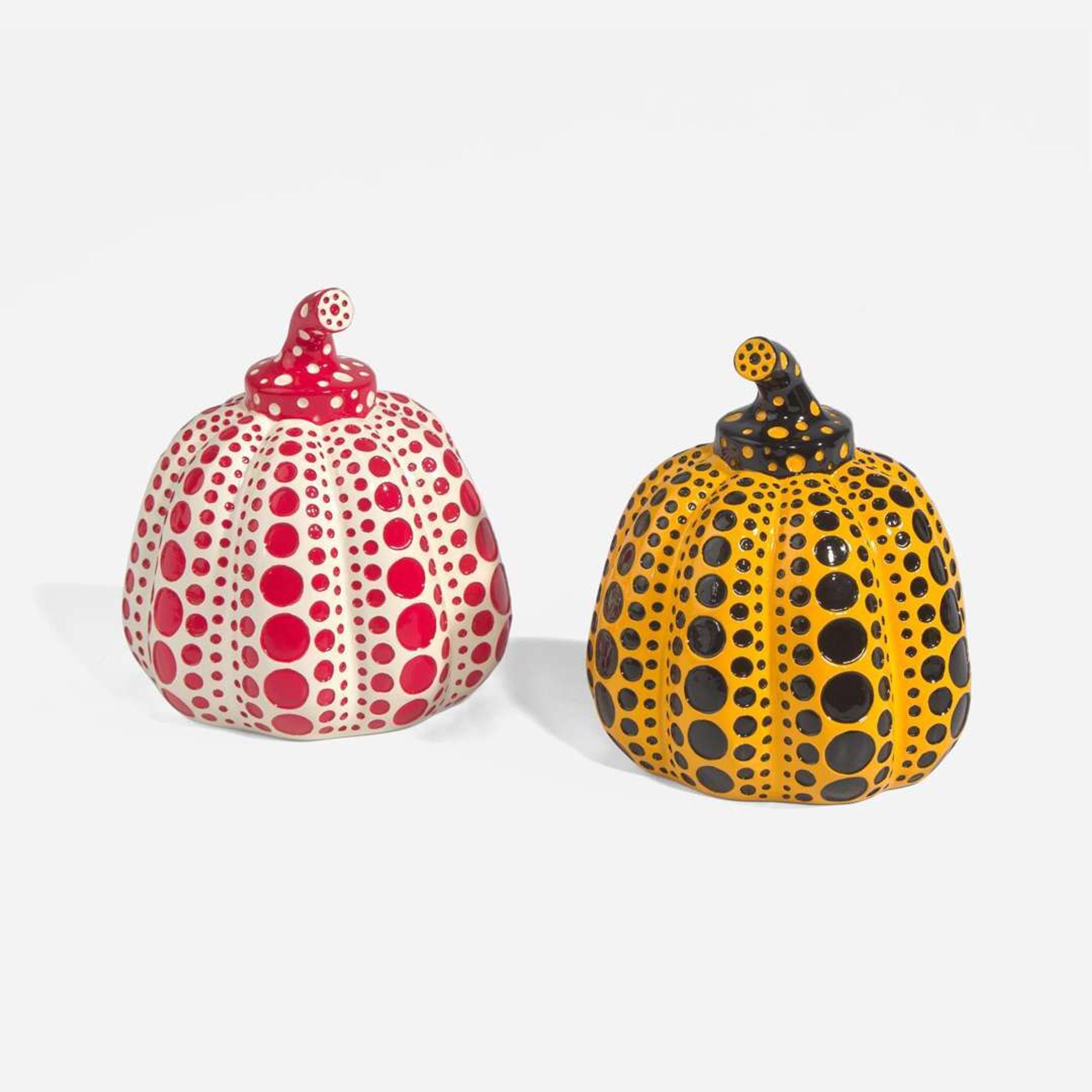 Yayoi Kusama (Japanese, b.1929) Pumpkins (Yellow/Black and Red/White)