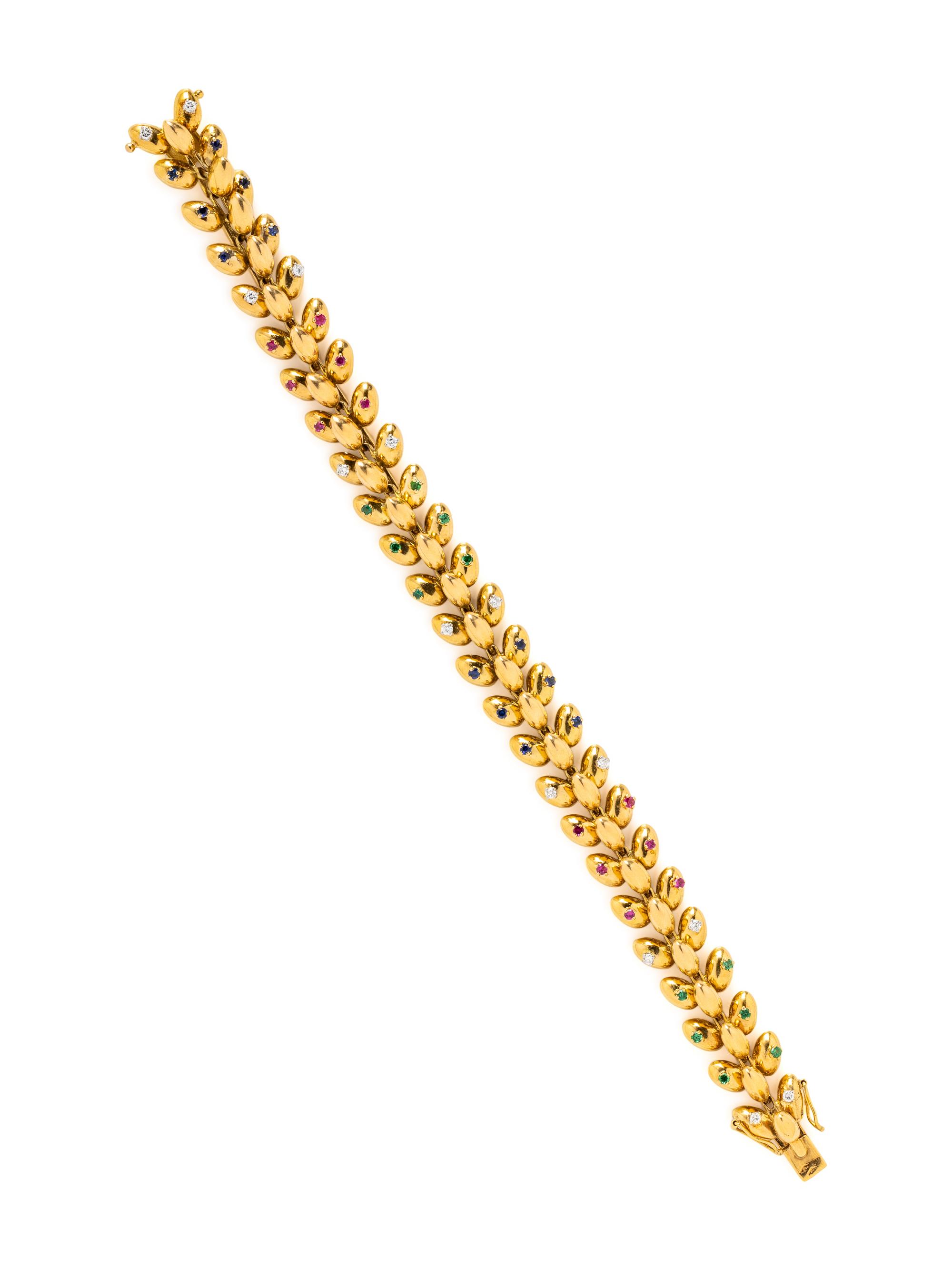 BOUCHERON, YELLOW GOLD, DIAMOND AND MULTIGEM BRACELET