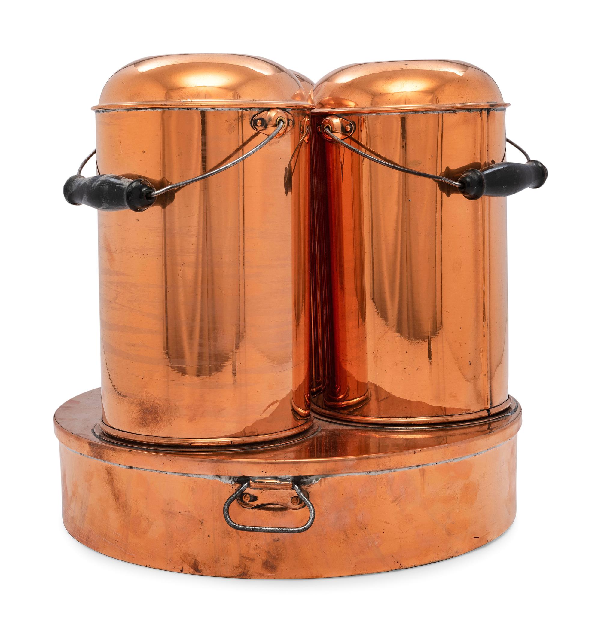 Three Sets of American Copper Mudge Canners